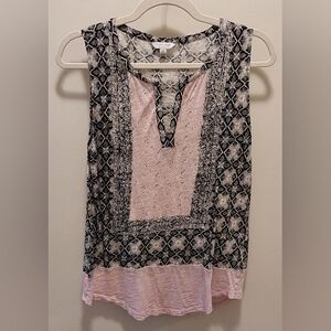 Lucky Brand Black and Pink Geometric Tank Top
